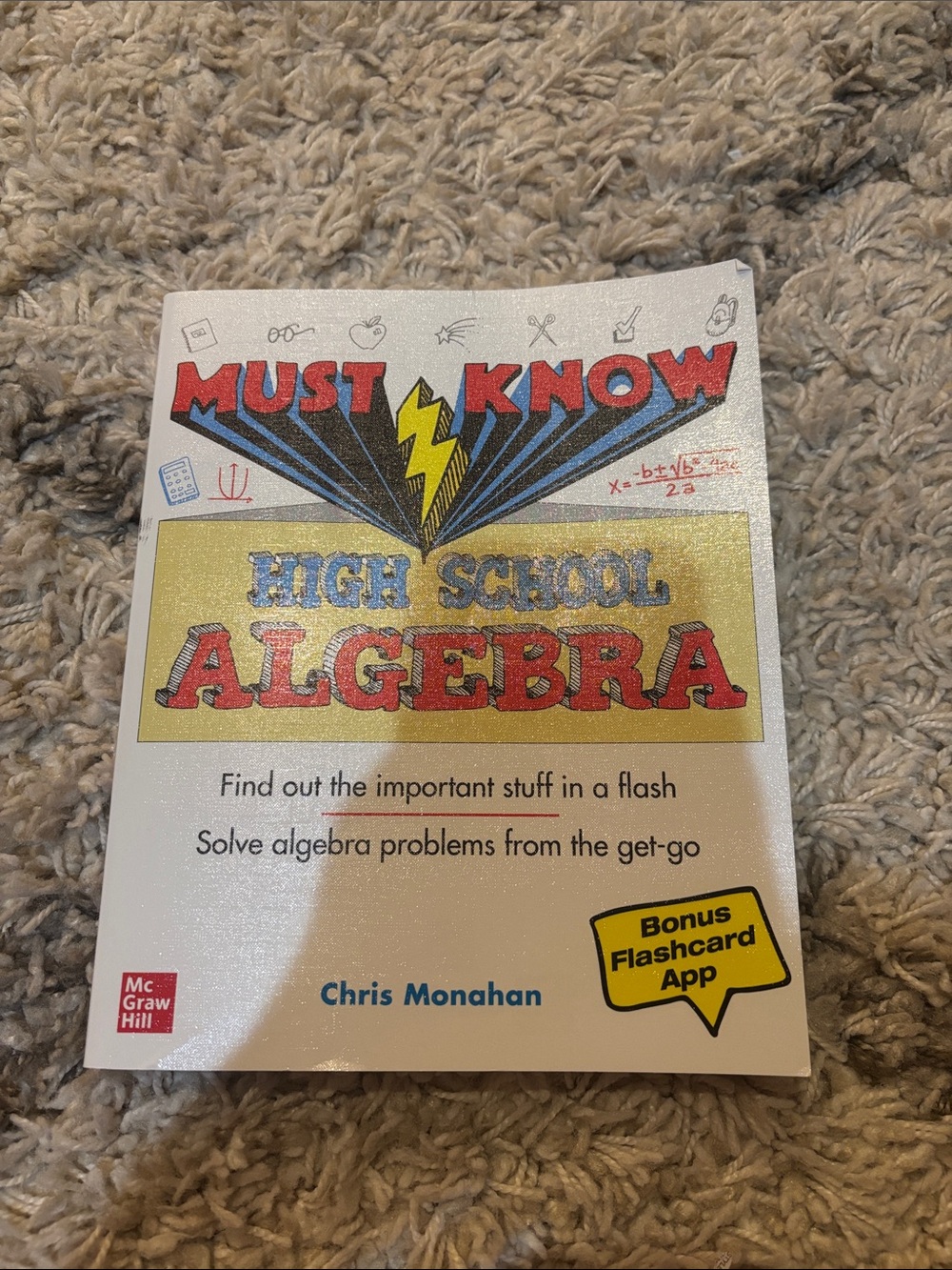 Must Know High School Algebra Study Guide - White with Red & Yellow Accents